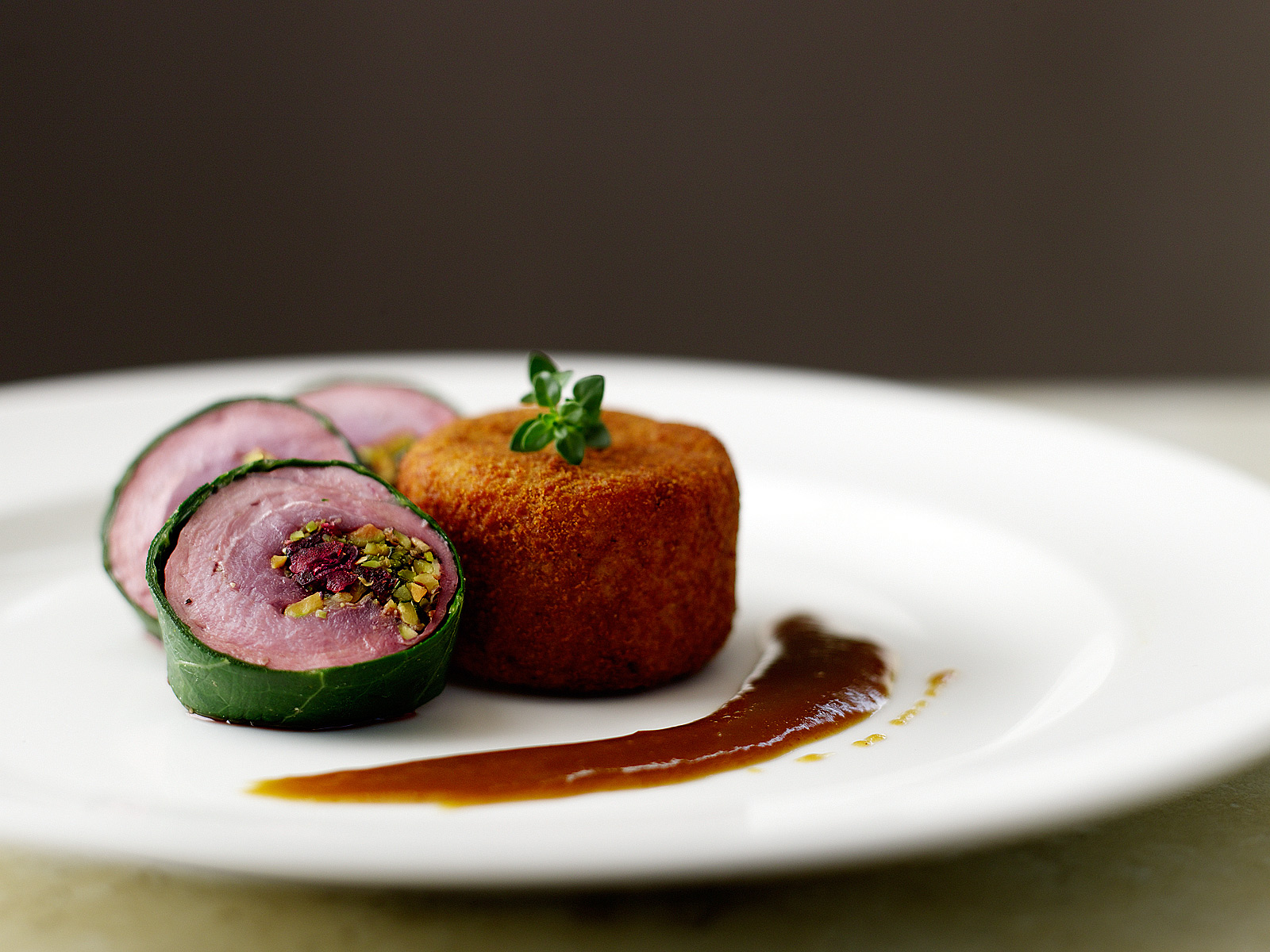 Duck Roulade- Risotto cake- Best food photography