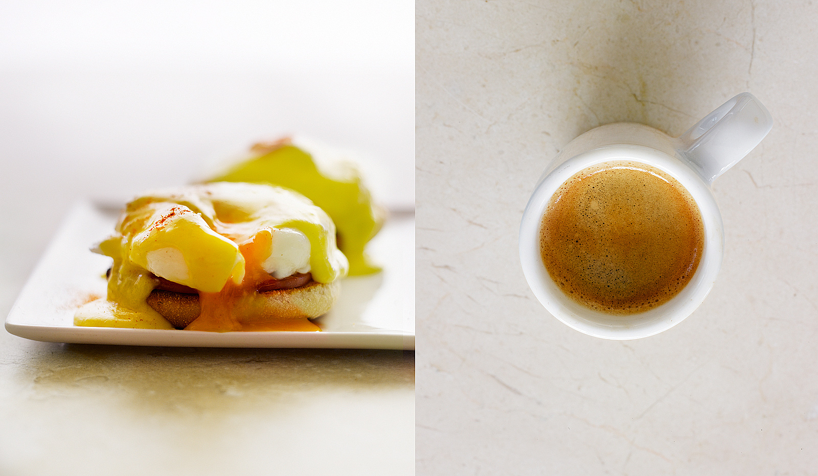 Eggs benedict- Expresso- Hollandaise sauce- Best food photography